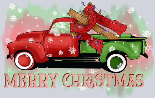 Merry Christmas Truck And Cross - STK04252 (DTF Transfers)