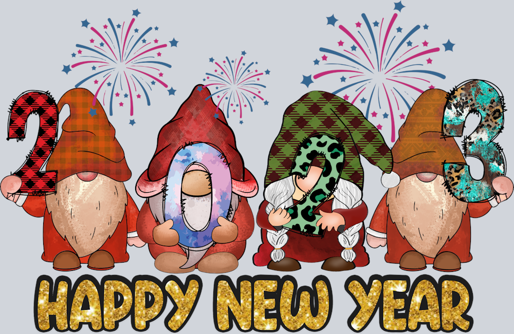 Happy New Year Gnome Fireworks - STK02586 (DTF Transfers)