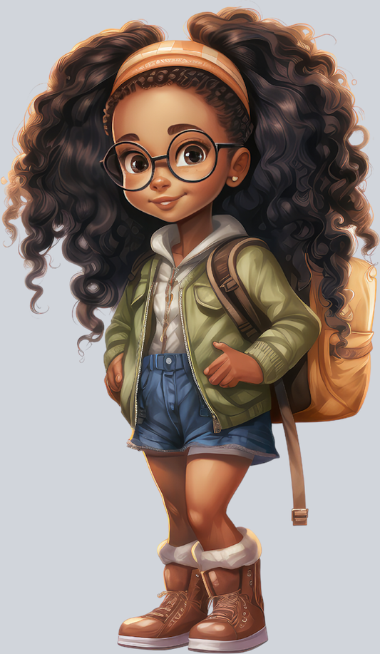 Cute Black Girl Back To School 7 - STK01542 (DTF Transfers)