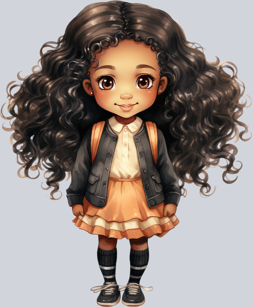 Cute Black Girl Back To School 12 - STK01547 (DTF Transfers)