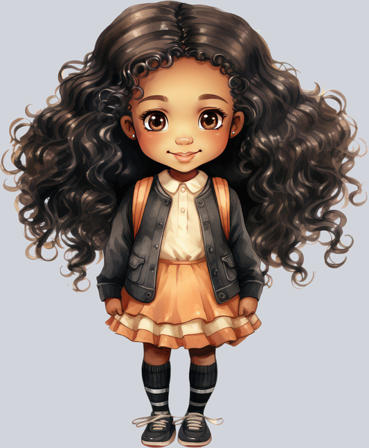 Cute Black Girl Back To School 12 - STK01547 (DTF Transfers)