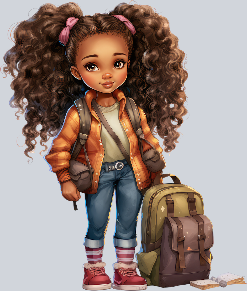 Cute Black Girl Back To School 18 - STK01553 (DTF Transfers)