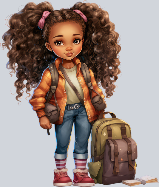 Cute Black Girl Back To School 18 - STK01553 (DTF Transfers)