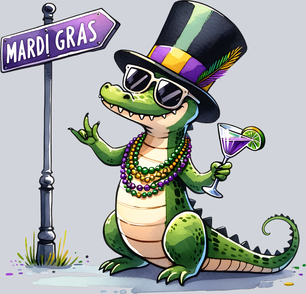 Mardi Gras Gator - STK04042 (DTF Transfers)
