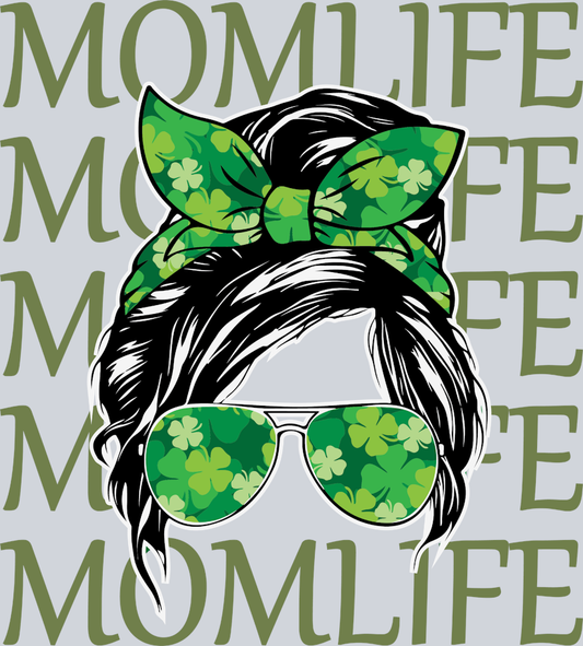 Mom Life Messy Bun Lucky Shamrock - STK04318 (DTF Transfers)