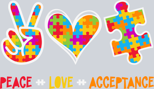 Peace Love Autism Acceptance - STK04717 (DTF Transfers)