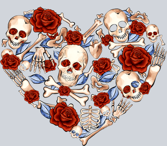 Skull Rose Heart - STK05550 (DTF Transfers)