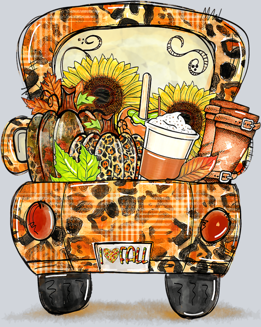 I Love Fall Autumn Truck - STK02960 (DTF Transfers)