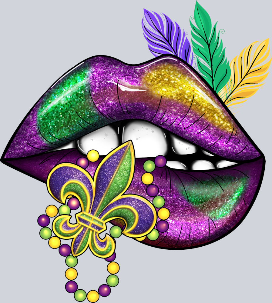 Mardi Gras Glitter Lips Beads - STK04045 (DTF Transfers)