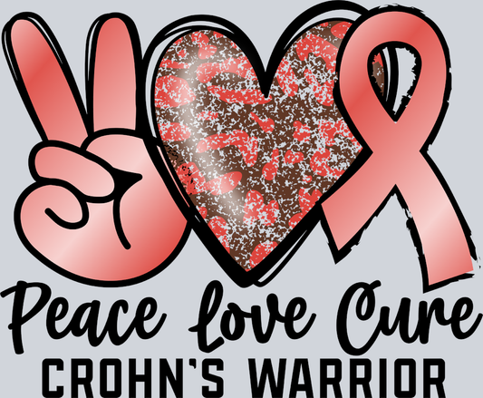 Peace Love Cure Crohns Warrior - STK06786 (DTF Transfers)