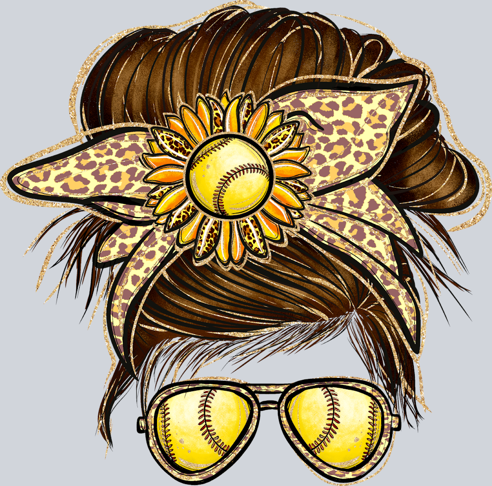 Softball Mama Messy Bun - STK07356 (DTF Transfers)