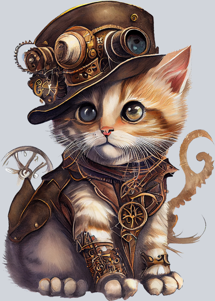 Steampunk Cat 1 - STK05807 (DTF Transfers)