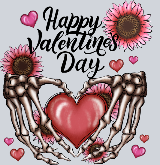 Skeleton Hands Happy Valentines - STK05498 (DTF Transfers)