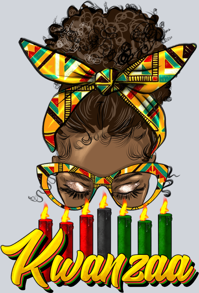 Kwanzaa Black Messy Bun - STK03501 (DTF Transfers)