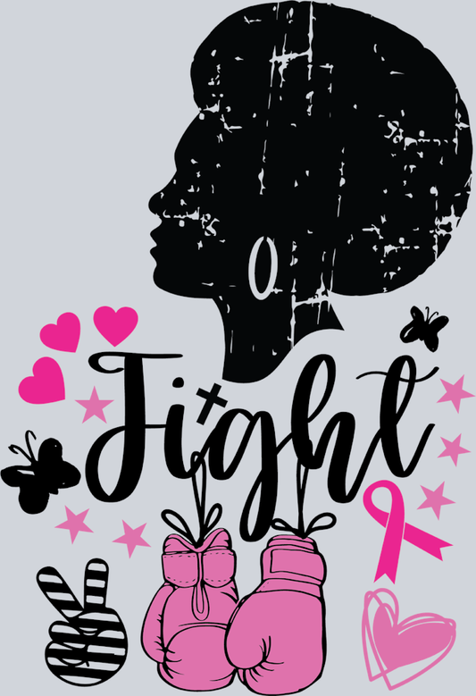 Breast Cancer Awareness Fight 2 Black - STK01126 (DTF Transfers)
