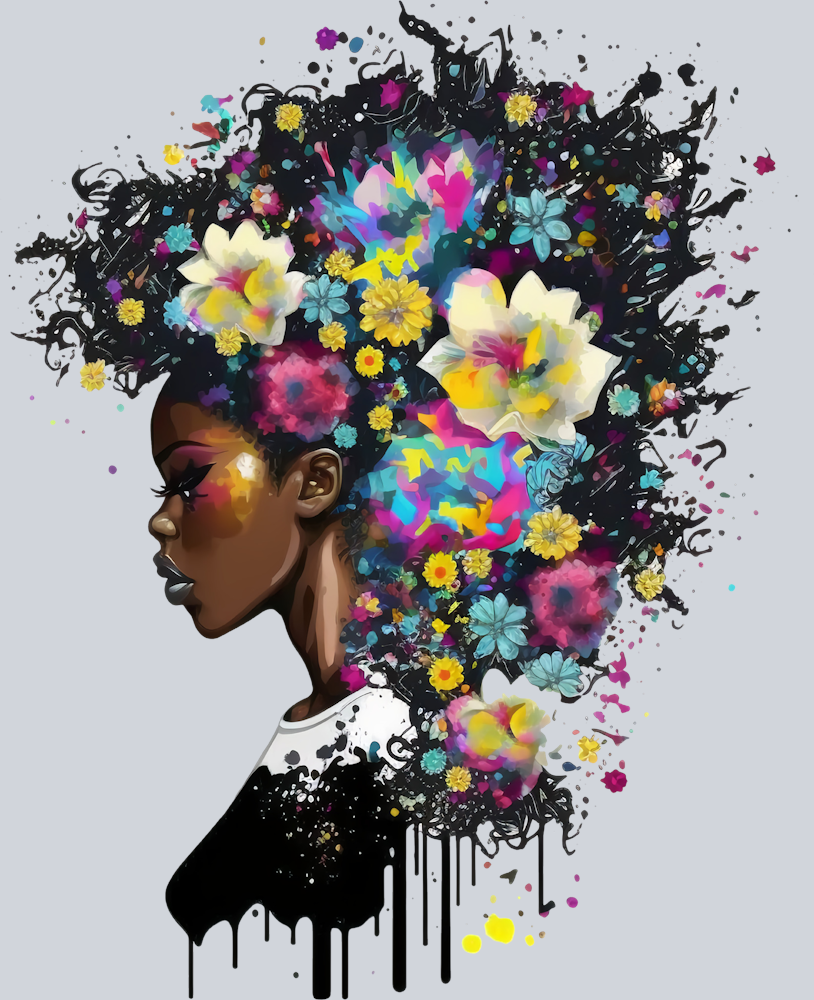 Black Woman Floral - STK00975 (DTF Transfers)