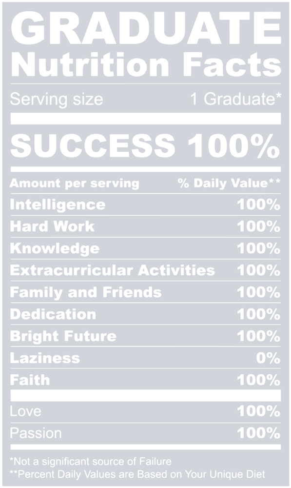 Graduate Nutrition Facts White - STK02414 (DTF Transfers)