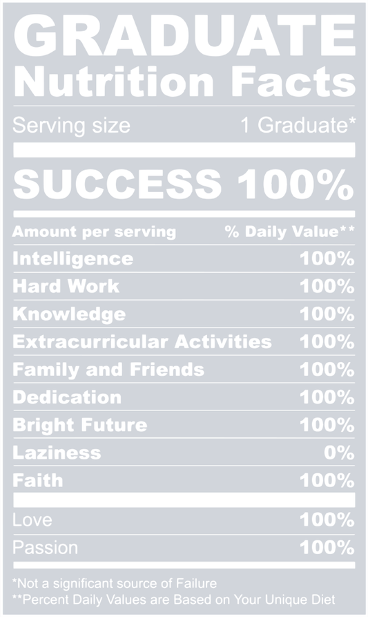 Graduate Nutrition Facts White - STK02414 (DTF Transfers)