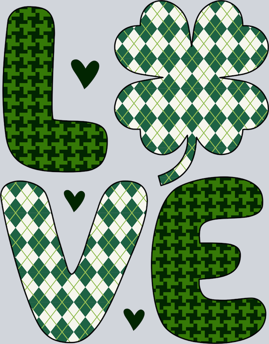 Lucky Love Green Houndstooth - STK03869 (DTF Transfers)
