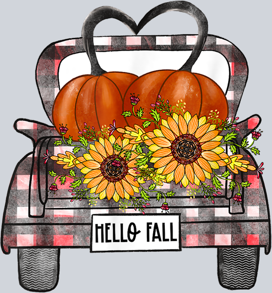 Hello Fall Truck Plaid - STK02691 (DTF Transfers)