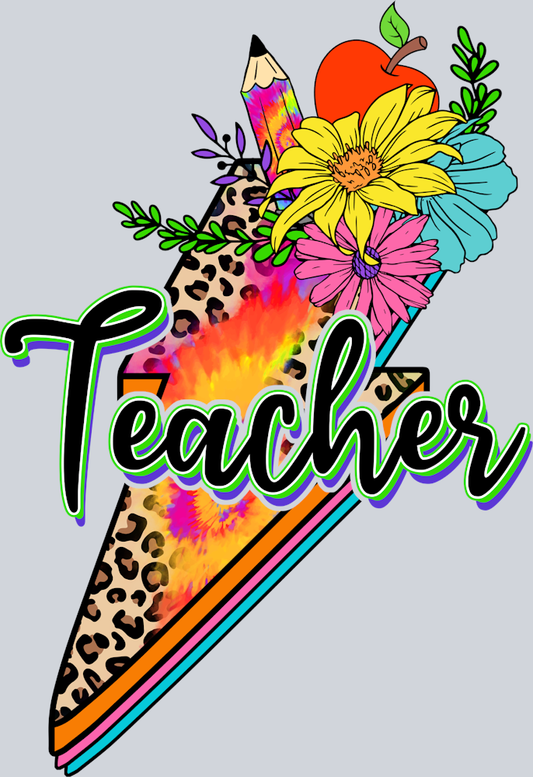 Teacher Flowers Leopard - STK05938 (DTF Transfers)