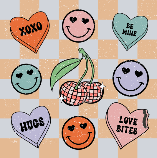 Retro Candy Heart Smiley - STK05189 (DTF Transfers)