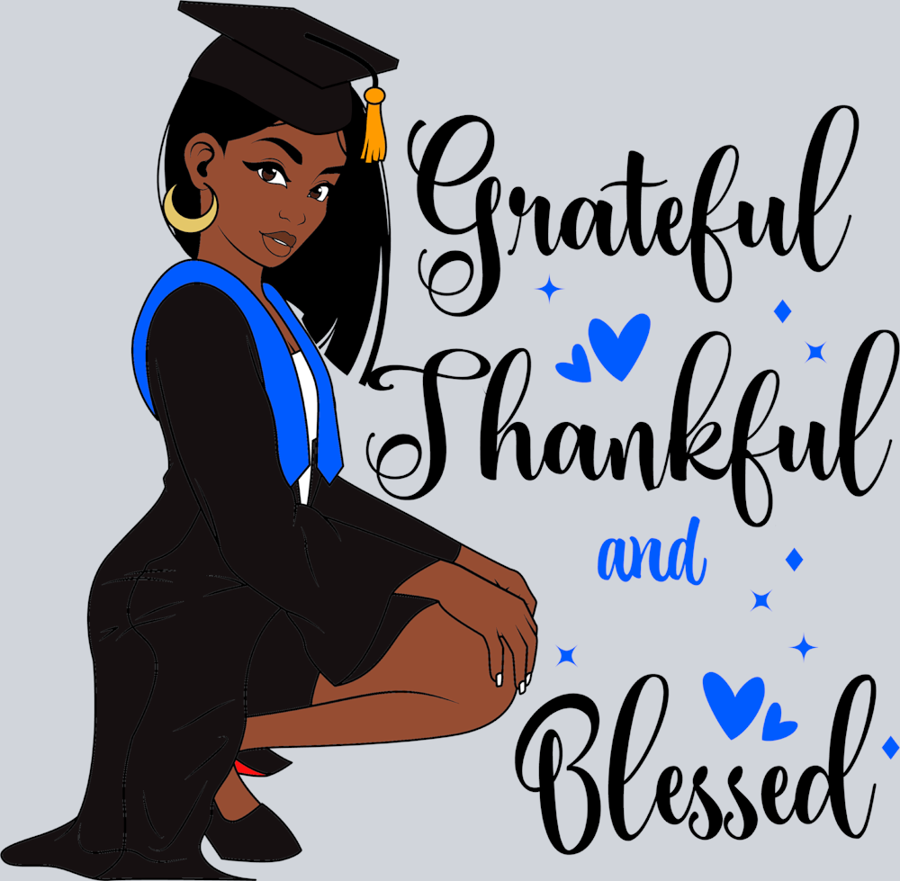 Grateful Graduation Black Woman Straight Short - STK02424 (DTF Transfers)