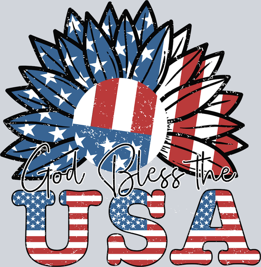 God Bless The USA Sunflower - STK02368 (DTF Transfers)