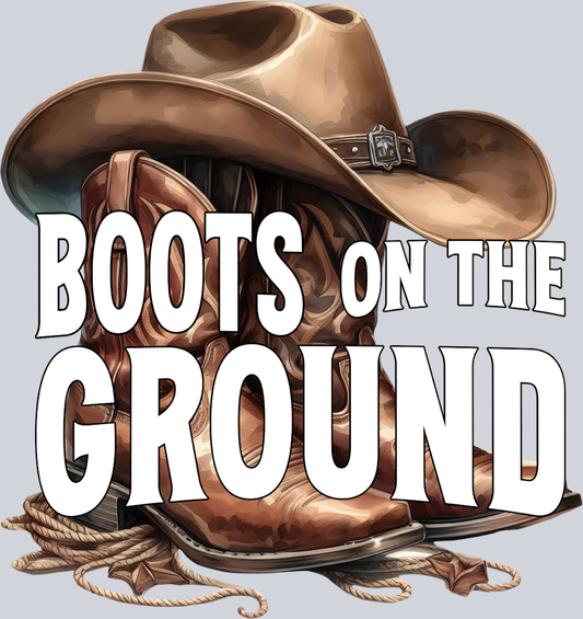 Boots On The Ground Brown Cowboy Hat - STK01087 (DTF Transfers)