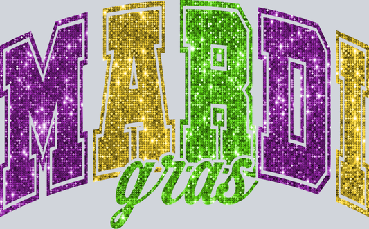 Mardi Gras Varsity Faux Sequin - STK04109 (DTF Transfers)