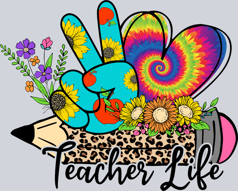 Peace Love Teacher Life - STK04797 (DTF Transfers)