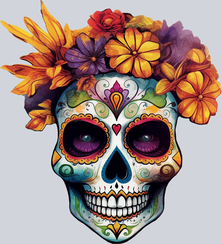 Skull Day Of The Dead White - STK05532 (DTF Transfers)