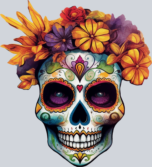 Skull Day Of The Dead White - STK05532 (DTF Transfers)