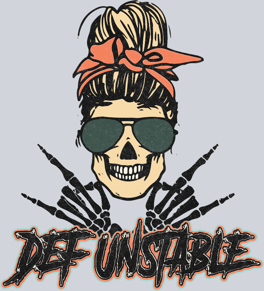 Skull Messy Bun Def Unstable - STK05539 (DTF Transfers)