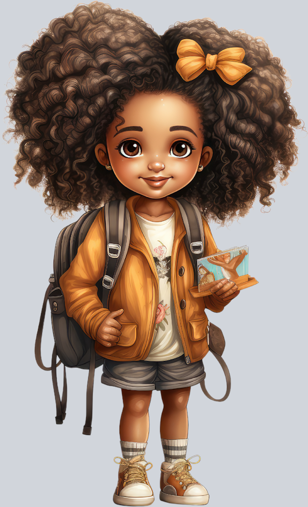 Cute Black Girl Back To School 21 - STK01556 (DTF Transfers)