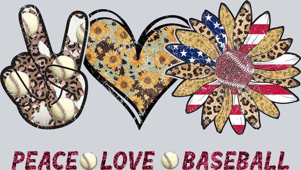 Peace Love Baseball - STK04718 (DTF Transfers)