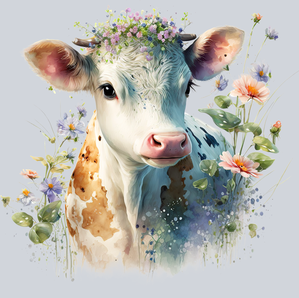 Flower Cow 5 - STK06729 (DTF Transfers)