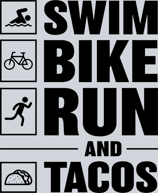 Sports Swim Bike Run Tacos Black - STK05744 (DTF Transfers)