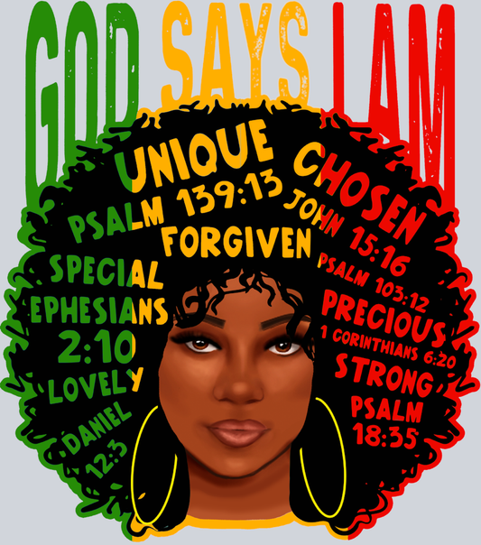 God Says I Am Black - STK02374 (DTF Transfers)