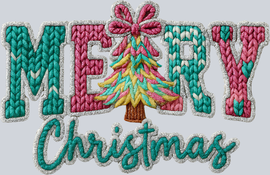 Faux Yarn Merry Christmas 3 - STK07502 (DTF Transfers)