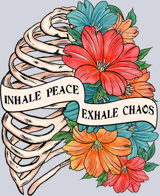 Skeleton Inhale Peace Exhale Chaos - STK05499 (DTF Transfers)